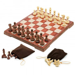 Пластиковые магнитные шахматы с имитацией дерева, 36×31 см (3520L)