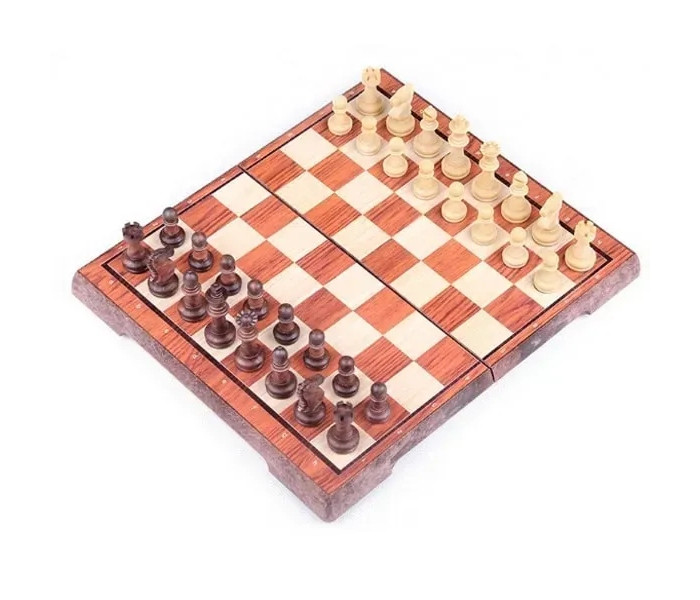 Пластикові магнітні шахи з імітацією дерева, 36×31 см (3520L)