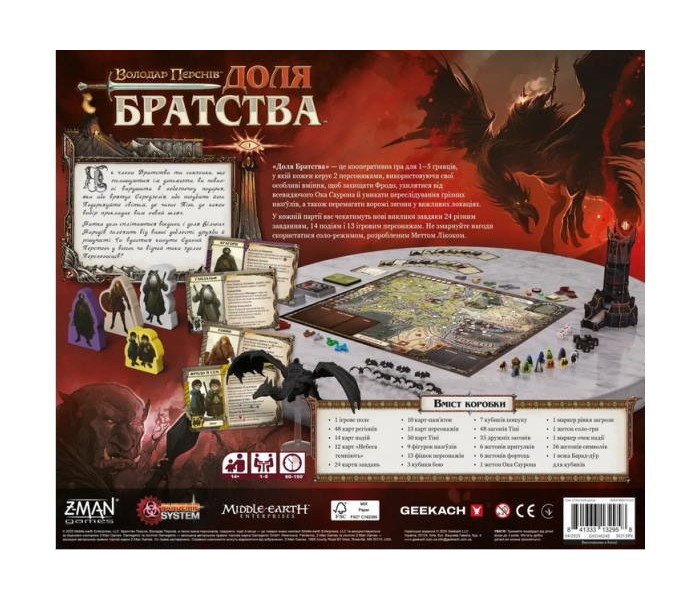 Настольная игра Властелин Колец. Судьба братства - The Lord of the Rings: Fate of the Fellowship. Geekach Games (GKCH0245)