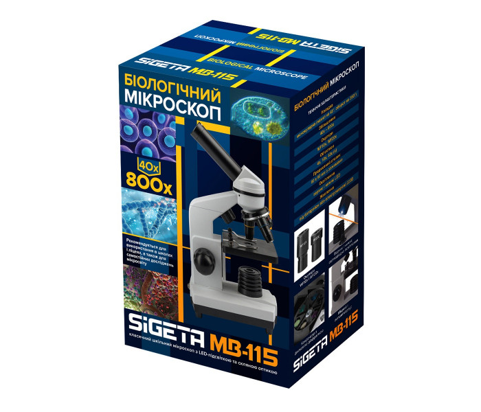 Микроскоп SIGETA MB-115 40x-800x LED Mono (65265)