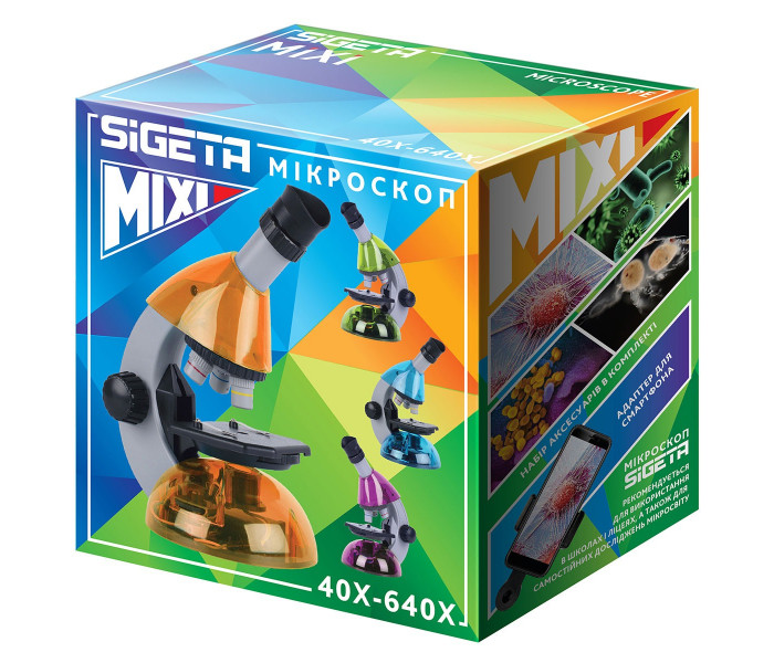 Микроскоп SIGETA MIXI 40x-640x PURPLE (с адаптером для смартфона) (65914)