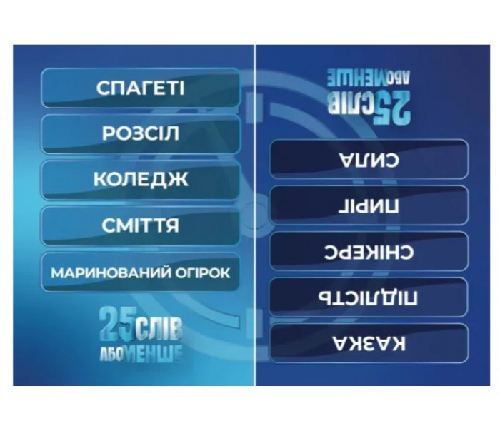 Настольная игра 25 слов или меньше. Gamesly