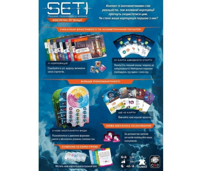 Настольная игра дополнение SETI: космические агентства + уникальное промо! Feelindigo (FI25082)