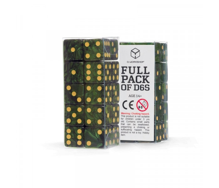 Набор кубиков D6: Bottle green & Gold. Q WORKSHOP (S20603)