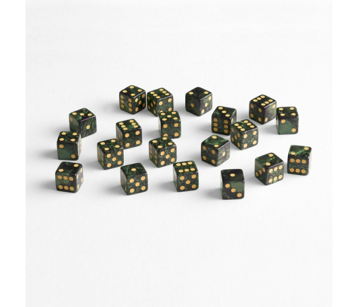 Набор кубиков D6: Bottle green & Gold. Q WORKSHOP (S20603)