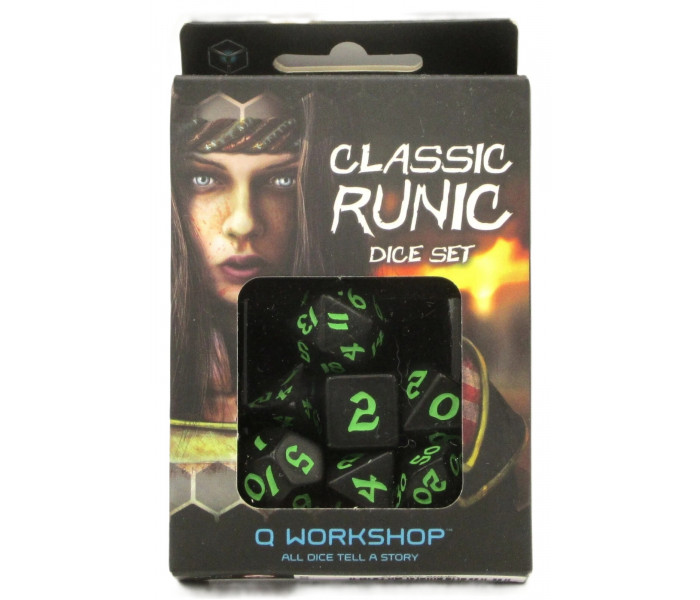 Кубики RPG Classic Runic Classic Runic Dice Set Black & Green. Q WORKSHOP (SCLR21)