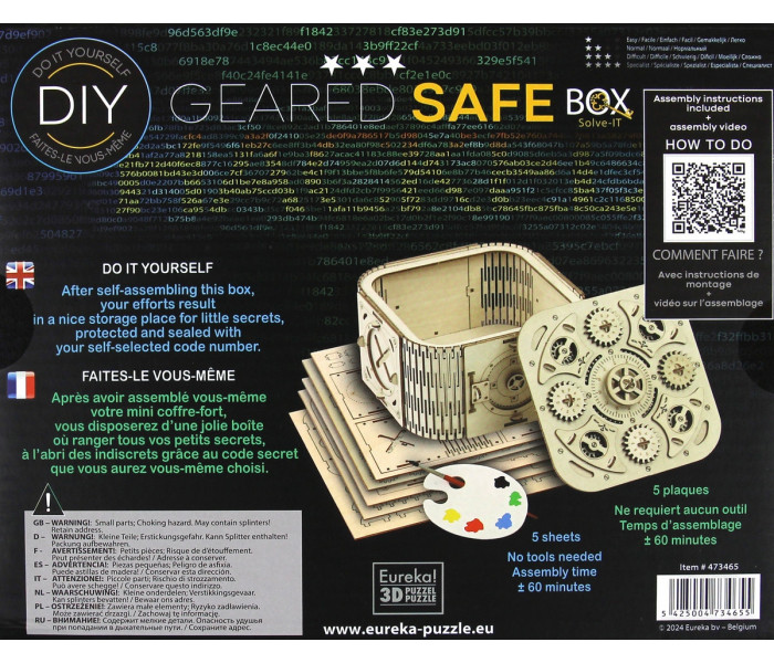 Головоломка квест-бокс DIY Geared Safe Secret Treasure Box Wooden Kit. Eureka (473465) 