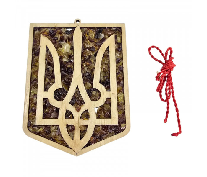 Витраж-подвеска янтарный Трезубец (13,5х14,5х0, 7см) (36878)