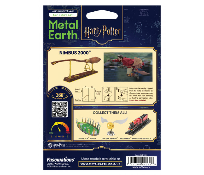 Металева збірна 3D модель "Чарівна мітла Nimbus 2000 Harry Potter". Metal Earth (ME1031)