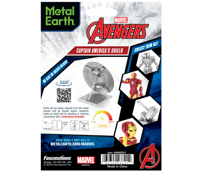Металева збірна 3D модель "Щит Капітана Америка Marvel". Metal Earth (MMS321)