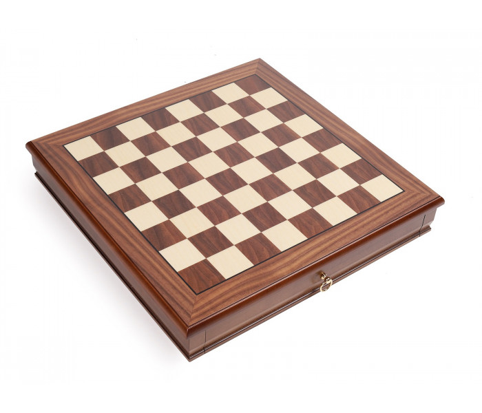 Элитный шахматный набор "Staunton" 43 x 43 см фигуры из дерева и металла и коричнево-бежевая деревянная доска. Italfama (141MW+397W)