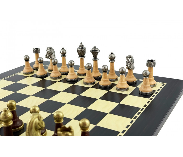 Элитный шахматный набор "Staunton" 40 x 40 см фигуры из дерева и металла и деревянная доска цвета венге и песочного. Italfama (141MW+G10240E)
