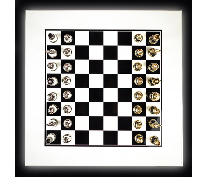 Элитный шахматный набор "Arabescato" 50 x 50 см фигуры из металла и дерева и черно-белая деревянная доска. Italfama (142BN+342BNSG)