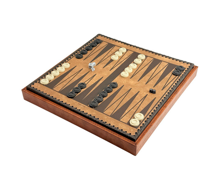 Элитный игровой набор "Staunton" 3-в-1 48 x 48 см фигуры из дерева и металла и кожаная доска «Античная карта». Italfama (142MW+222MAP)