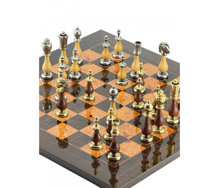 Элитный шахматный набор "Staunton" 51 x 51 см фигуры из дерева и металла и деревянной доски. Italfama (142MW+544R)