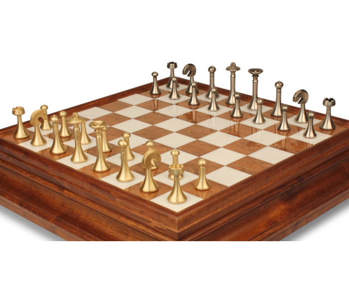 Элитный шахматный набор "Classic" 47 x 47 см металлических фигур и мраморно-деревянная доска-столик. Italfama (15B+419AW)
