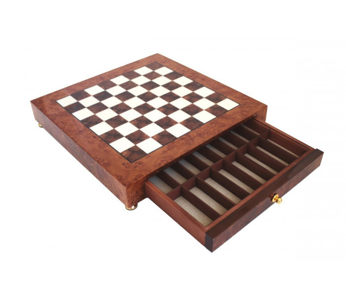 Элитный шахматный набор "Classic" 42 x 42 см металлических фигур и коричнево-золотая деревянная доска. Italfama (15B+8721RL)