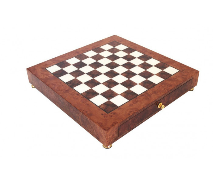 Элитный шахматный набор "Classic" 42 x 42 см металлических фигур и коричнево-золотая деревянная доска. Italfama (15B+8721RL)