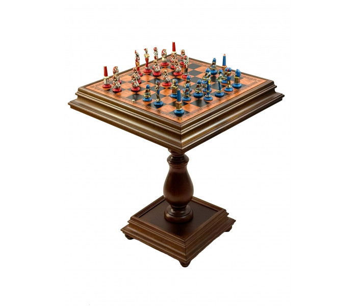 Элитный шахматный стол-ломберный "Egyptian Medium Set" 55 x 55 см с монументальными металлическими фигурами 9,5 см. Italfama (19-54+TAV217)