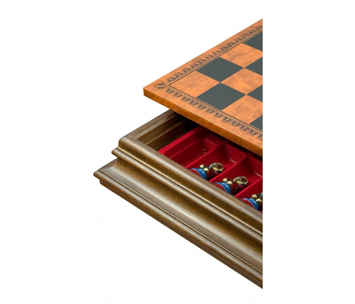 Элитный шахматный стол-ломберный "Egyptian Medium Set" 55 x 55 см с монументальными металлическими фигурами 9,5 см. Italfama (19-54+TAV217)