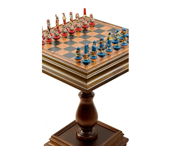 Элитный шахматный стол-ломберный "Egyptian Medium Set" 55 x 55 см с монументальными металлическими фигурами 9,5 см. Italfama (19-54+TAV217)