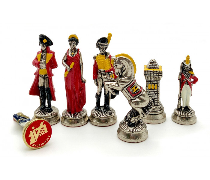 Элитный шахматный набор "Napoleone" 53 x 53 см тематические металлические фигуры и деревянная столовая доска. Italfama (19-57+434R)