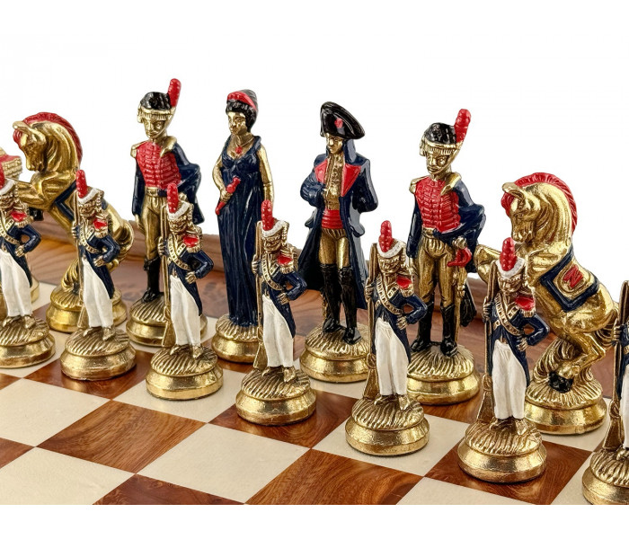 Элитный шахматный набор "Napoleone" 53 x 53 см тематические металлические фигуры и деревянная столовая доска. Italfama (19-57+434R)