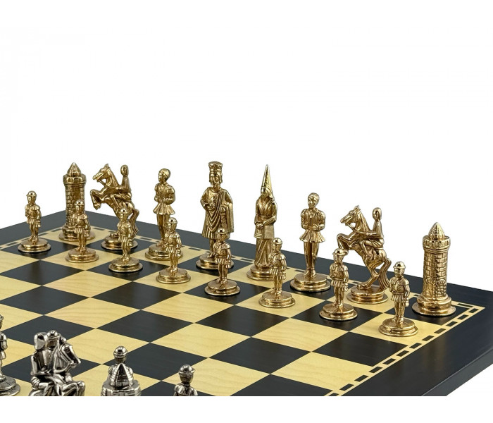 Елітний шаховий набір "Camelot Medio" 50 x 50 см тематичні металеві фігури та дерев'яна дошка. Italfama (50M+G10250E)