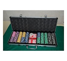 Фото Набір для покеру на 500 фішок C-1 (великий шрифт, номінал 25-5000). 11,5g-chips