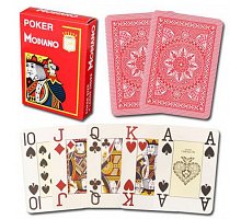 Фото Пластиковые карты для покера Modiano Cristallo 4 Jumbo Index Red