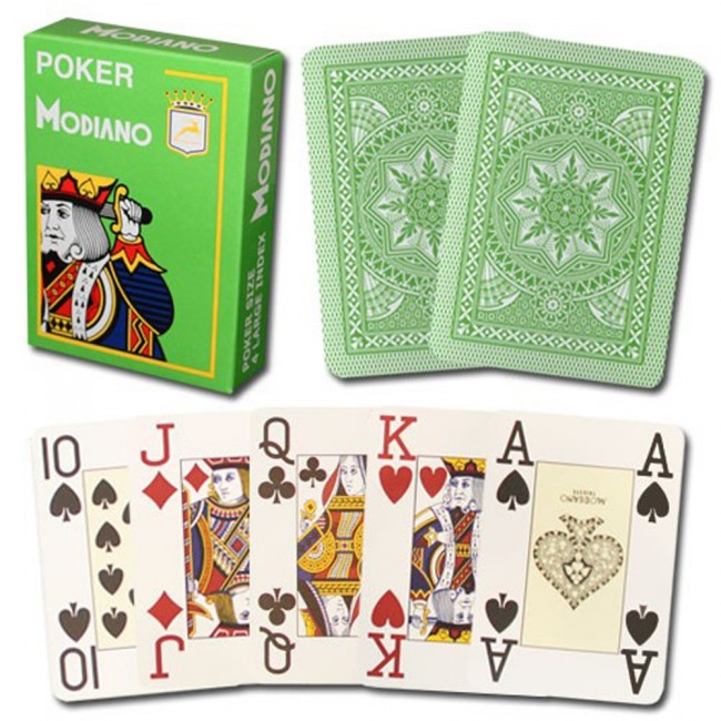 Фото Пластиковые карты для покера Modiano Cristallo 4 Jumbo Index Light Green