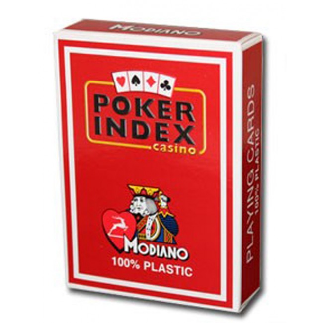 Фото Пластиковые карты для покера Modiano Poker Index Red