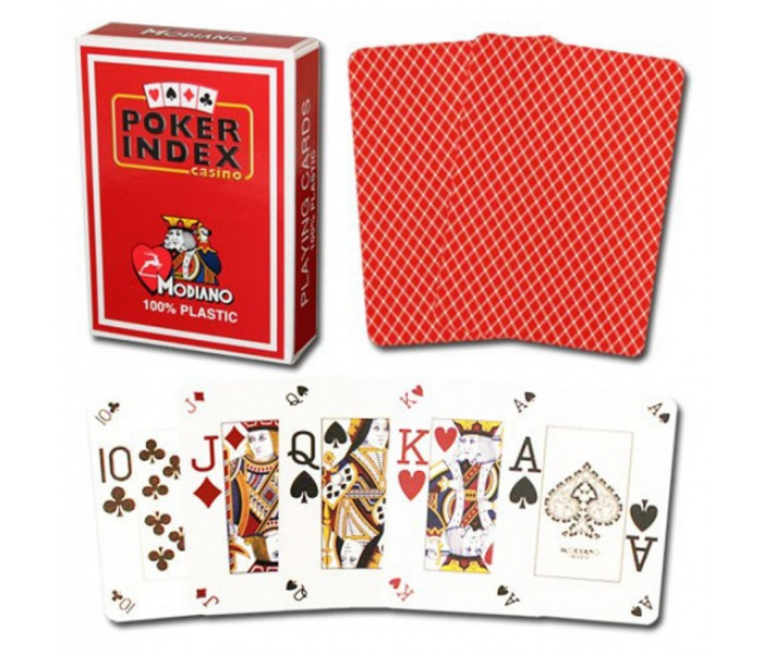 Пластиковые карты для покера Modiano Poker Index Red