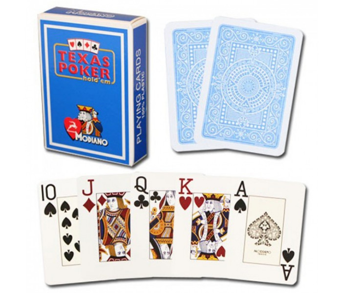 Карты Modiano Texas Poker 2 PIP Jumbo Light Blue