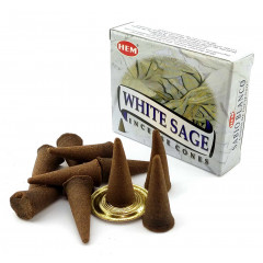 Арома конусы Белый Шалфей (White Sage) 10 конусов + подставка. HEM (34637)