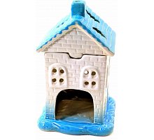 Фото Аромалампа керамічна "Будиночок" блакитний дах (15х9х10 см) A | (32910A)