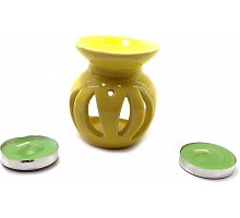 Фото Аромалампа керамическая ,подарочный набор желтая (12х8х7см) | (32390C)