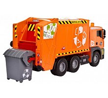 Фото Автомобіль Сміттєвоз оранжевий з контейнером та огорожею, 22 см, Dickie Toys, 334 3000-2