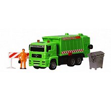 Фото Автомобіль сміттєвоз зелений з контейнером та огорожею, 22 см, Dickie Toys, 334 3000-3