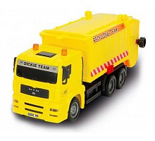 Фото Автомобіль сміттєвоз жовтий з контейнером та огорожею, 22 см, Dickie Toys, 334 3000-1
