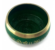 Фото Чаша співаюча бронзова " Будда" зелена (d-13.8 см h-6.5 см). 34848
