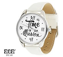 Фото Годинник наручний з малюнком "Ілюзія часу" білий, ZIZ-1415402