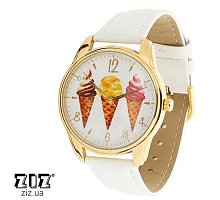 Фото Годинник наручний з малюнком "Морозиво" золотий, ZIZ-1414802