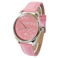 Фото Годинник наручний з малюнком - Who cares рожевий, ZIZ-25055