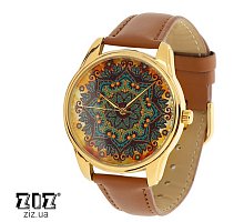 Фото Годинник наручний з малюнком "Золоті візерунки" коричневий, ZIZ-1414303.