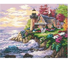Фото Будиночок біля маяка, серія Море, малювання за номерами, 40 х 50 см, Ідейка, Будиночок біля маяка (KH115)