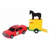 Іграшкова машинка, авто-мерс червоний з причепом та конячкою, Wader, червоний з конем, 39003-2
