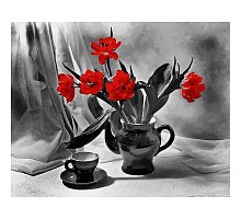 Фото Картина за номерами "Червоні тюльпани у вазі" 40х50см, Babylon VP726