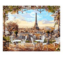 Фото Картина за номерами "Кафе з видом на Ейфелеву вежу" 40х50см, Babylon VP516