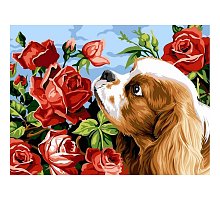 Фото Картина за номерами "Кокер спаніель та троянди" 30x40см, Babylon VK106